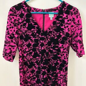 Tracy Reese Pink Graphic Fitted Blouse 3/4 Sleeve